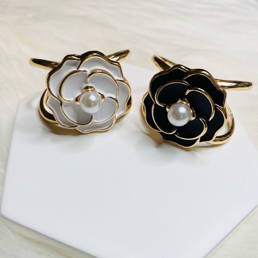 Camellia Scarf Ring Clip Buckle Silk Scarf Belt Buckle